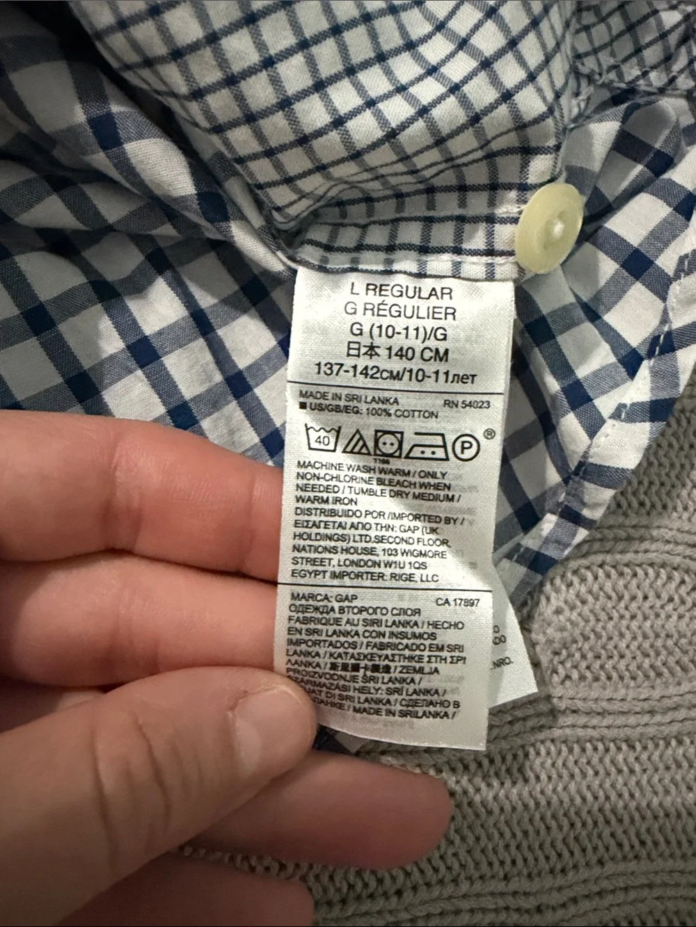 GAP Boys 10 Blue and White Check Patchwork Button-Down Shirt